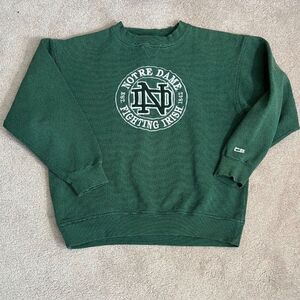 Vintage 90s Notre Dame Fighting Irish Crable Thermal Crewneck Sweatshirt, Medium